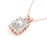 Rose gold Halo Radiant Cut Diamond Pendant with Prong Setting 1