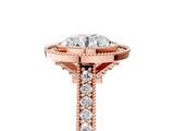 Rose gold Halo Round-Cut Diamond Pave Band Milgrain Prong Setting Ring_57