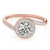 Rose gold Halo Round Cut Twisted Band Pavé Setting Ring 1