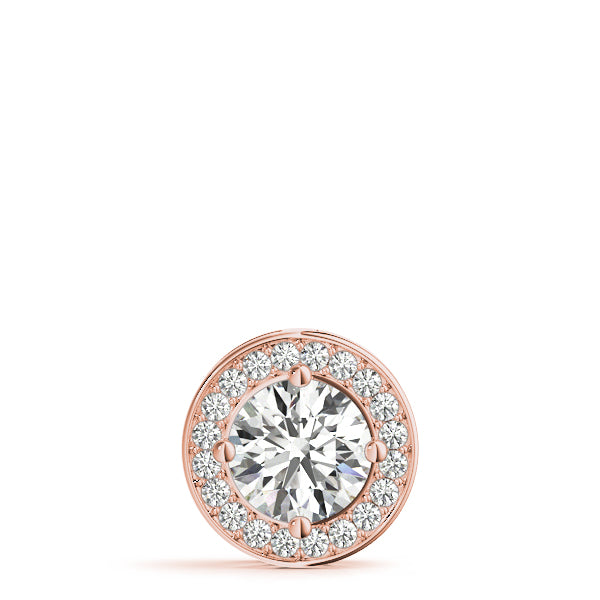 Rose gold Halo Round Diamond Four-Prong Pendant 1
