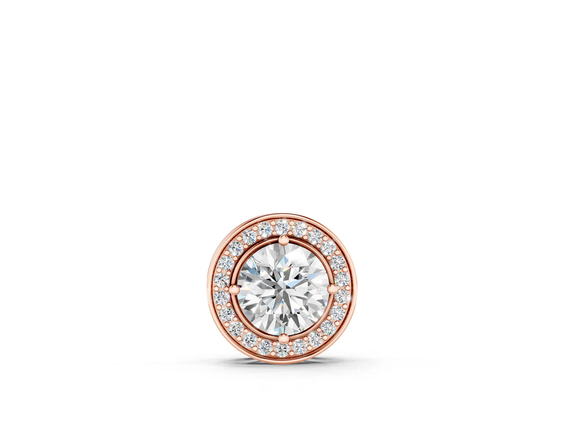 Rose gold Halo Round Diamond Four-Prong Pendant_11