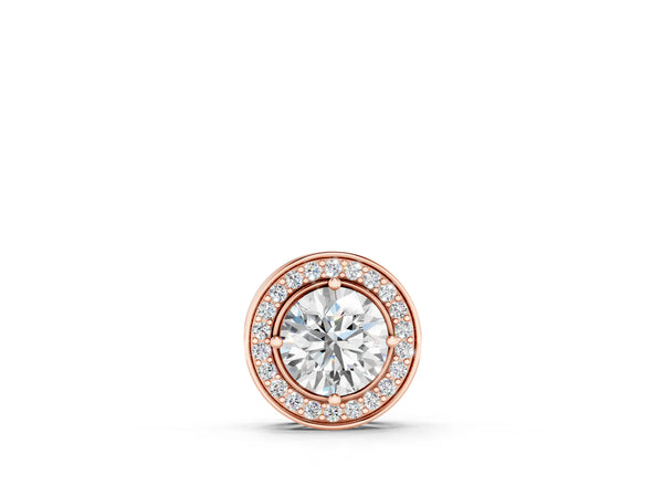 Rose gold Halo Round Diamond Four-Prong Pendant