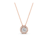 Rose gold Halo Round Diamond Four-Prong Pendant_12