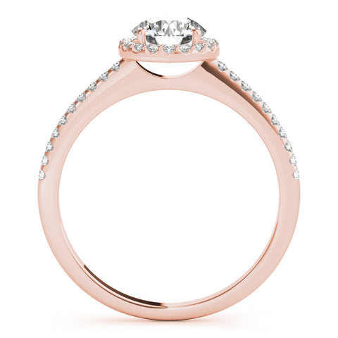 Rose gold Halo Round Diamond Pavé Band Four-Prong Ring 1