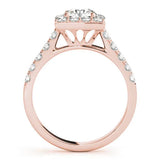 Rose gold Halo Round Diamond Pave Band Prong Setting Ring 2