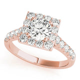 Rose gold Halo Round Diamond Pave Band Prong Setting Ring