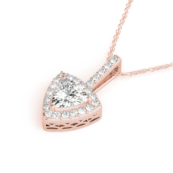 Rose gold Halo Trillion Prong Pendant 1