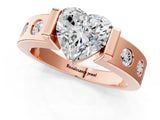 Rose gold Heart Brilliant Channel-Set Diamond Ring with Bezel Prong Setting_7