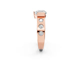 Rose gold Heart Brilliant Channel-Set Diamond Ring with Bezel Prong Setting_8