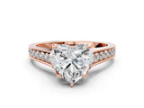 Rose gold Heart Brilliant Cut Diamond Engagement Ring with Pavé Band and Four-Prong Setting_61