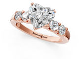 Rose gold Heart Brilliant Cut Diamond Five-Stone Prong Set Engagement Ring with Channel Band_24