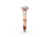 Rose gold Heart Brilliant Cut Diamond Five-Stone Prong Set Engagement Ring with Channel Band_25