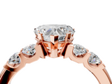 Rose gold Heart Brilliant Cut Diamond Five-Stone Prong Set Engagement Ring with Channel Band_27