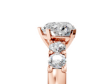 Rose gold Heart Brilliant Cut Diamond Five-Stone Prong Set Engagement Ring with Channel Band_28