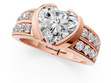 Rose gold Heart Brilliant Diamond Channel Set Wide Band Ring with Bezel Setting_21