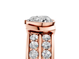 Rose gold Heart Brilliant Diamond Channel Set Wide Band Ring with Bezel Setting_25
