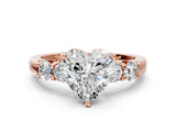 Rose gold Heart Brilliant Diamond Five-Stone Engagement Ring with Prong Setting on a Classic Band_15