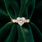 Rose gold Heart Brilliant Diamond Five-Stone Engagement Ring with Prong Setting on a Classic Band_15