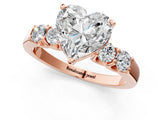 Rose gold Heart Brilliant Diamond Five-Stone Engagement Ring with Prong Setting on a Classic Band_16