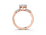 Rose gold Heart Brilliant Diamond Five-Stone Engagement Ring with Prong Setting on a Classic Band_18
