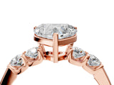 Rose gold Heart Brilliant Diamond Five-Stone Engagement Ring with Prong Setting on a Classic Band_19