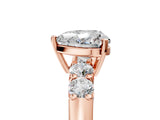 Rose gold Heart Brilliant Diamond Five-Stone Engagement Ring with Prong Setting on a Classic Band_20