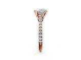 Rose gold Heart Brilliant Diamond Solitaire with Pavé Band and Four-Prong Setting 2