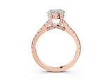 Rose gold Heart Brilliant Diamond Solitaire with Pavé Band and Four-Prong Setting 3