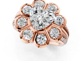 Rose gold Heart Brilliant Flower Halo Diamond Split Shank Ring_124