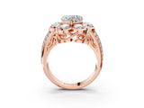 Rose gold Heart Brilliant Flower Halo Diamond Split Shank Ring_126