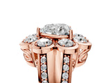 Rose gold Heart Brilliant Flower Halo Diamond Split Shank Ring_128