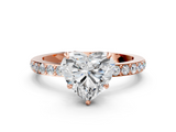 Rose gold Heart Brilliant Pavé Band Solitaire with Four-Prong Setting_28