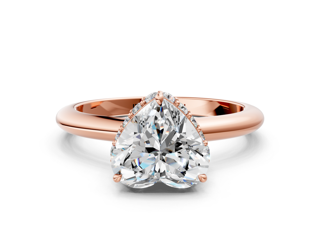 Rose gold Heart Brilliant Solitaire Engagement Ring with Six-Prong Setting and Classic Band_20