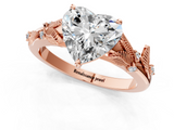 Rose gold Heart Brilliant Solitaire with Leaf Motif Band and Four-Prong Setting_78