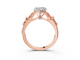 Rose gold Heart Brilliant Solitaire with Leaf Motif Band and Four-Prong Setting_80