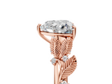 Rose gold Heart Brilliant Solitaire with Leaf Motif Band and Four-Prong Setting_82