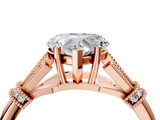 Rose gold Heart Brilliant Solitaire with Pave Band and Four-Prong Setting_24