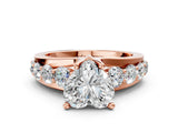 Rose gold Heart Brilliant Solitaire with Side Stones on a Pave Band and Four-Prong Setting_24