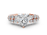 Rose gold Heart Cluster Diamond Engagement Ring with Pavé Band and Four-Prong Setting_62