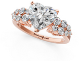 Rose gold Heart Cluster Diamond Engagement Ring with Pavé Band and Four-Prong Setting_63