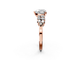 Rose gold Heart Cluster Diamond Engagement Ring with Pavé Band and Four-Prong Setting_64