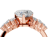Rose gold Heart Cluster Diamond Engagement Ring with Pavé Band and Four-Prong Setting_66