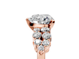 Rose gold Heart Cluster Diamond Engagement Ring with Pavé Band and Four-Prong Setting_67