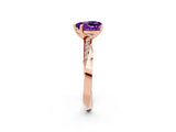 Rose gold Heart Cut Amethyst Engagement Ring with Side Stone Accents and Four-Prong Setting_26