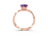 Rose gold Heart Cut Amethyst Engagement Ring with Side Stone Accents and Four-Prong Setting_27