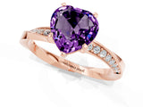 Rose gold Heart Cut Amethyst Engagement Ring with Side Stone Accents and Four-Prong Setting_61