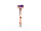 Rose gold Heart Cut Amethyst Engagement Ring with Side Stone Accents and Four-Prong Setting_62