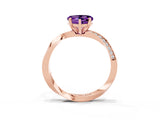 Rose gold Heart Cut Amethyst Engagement Ring with Side Stone Accents and Four-Prong Setting_63