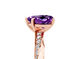 Rose gold Heart Cut Amethyst Engagement Ring with Side Stone Accents and Four-Prong Setting_65