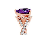 Rose gold Heart Cut Amethyst  Halo Twist Band Solitaire Prong Setting Ring_29
